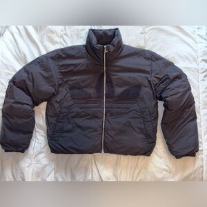 adidas grey Cropped Puffer Jacket with Trefoil Patch